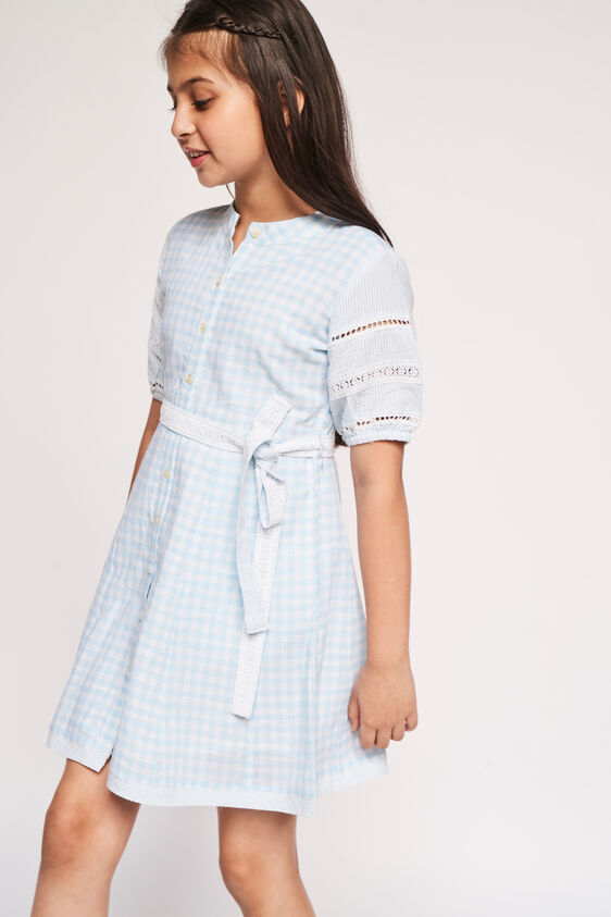 Blue Checks Flared Dress, , image 5